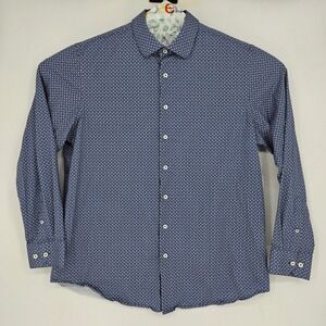 Bugatchi‎ OoohCotton Tech Shirt Mens Extra Large 8 Way Stretch Button Up Blue